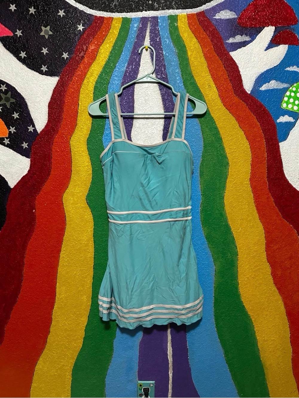 Aqua Striped Swim Dress